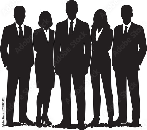 Diverse group of people in a stylized silhouette design