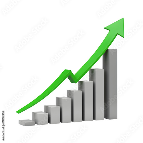 Free Download Growth chart with upward arrow 3d rendered, isolated on transparent background - GFXLoad
