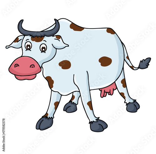 Cute cartoon hand drawn vector cow clipart.