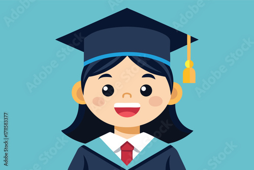 Young student celebrating graduation with a cap and gown in a cheerful setting