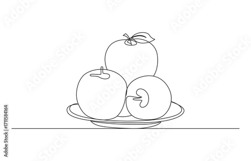 apple continuous line art drawing.6