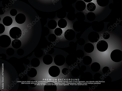 Black background with gradient black 3D abstract ball pattern with hole texture, suitable for digital technology themes, modern, etc.