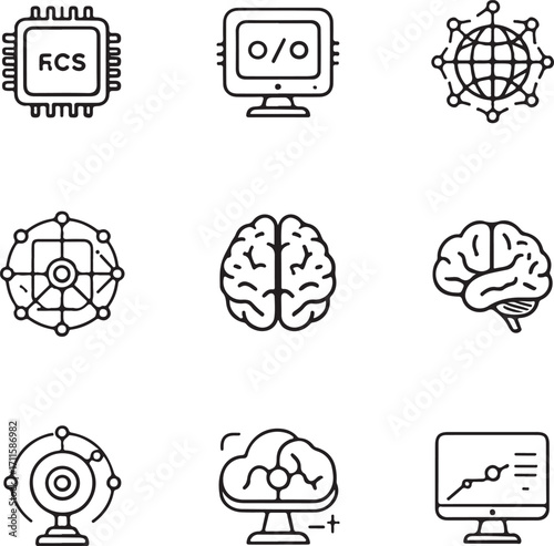 Seamless brain icons with floral design and a touch of cartoon pink