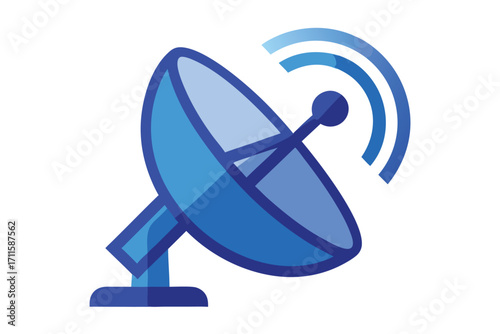 Satellite dish emitting signals for communication in a telecommunications setup