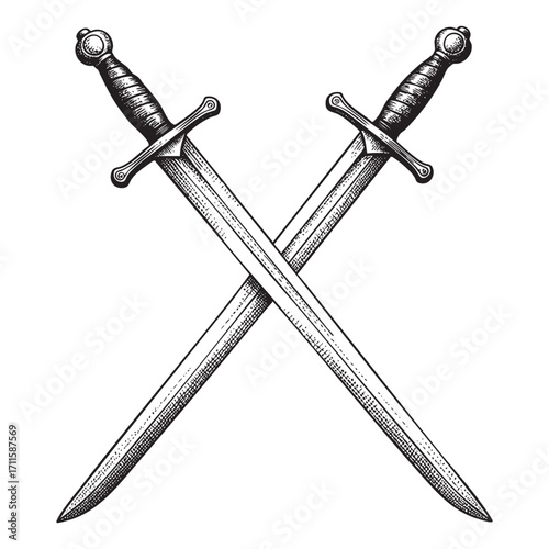 crossed knight sword illustration vector style