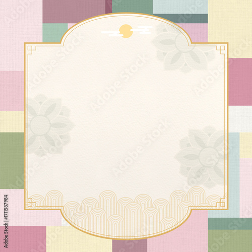 Korean Traditional Background with Floral and Geometric Accents