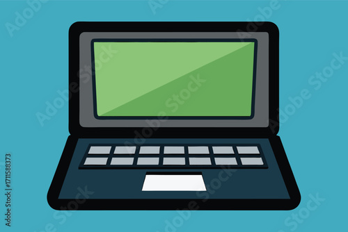 Colorful laptop design on a bright blue background ideal for educational or tech-related illustrations