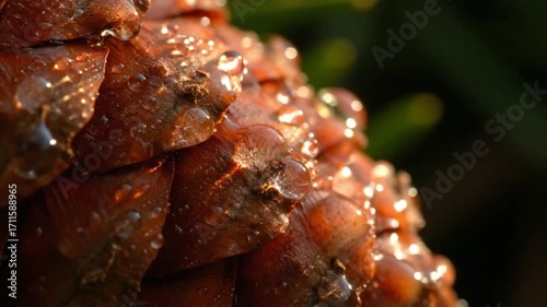 Wallpaper Mural Close-up of a pinecone covered in glistening dew drops, showcasing intricate natural textures. Torontodigital.ca