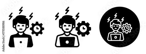Hard Work Icon Collection Glyph & Mixed Style