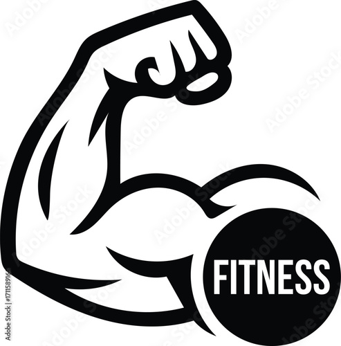 Flexing Silhouette Muscle Strength Fitness Icon