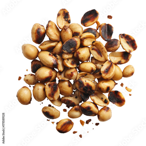 Roasted peanut with light charring scattered natural snack savory crunch earthy aroma warm toasted