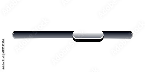 Horizontal slider bar with a white knob in the middle on a white background in a studio shot