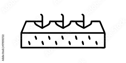Carpet texture icon with loop pile pattern in minimalist line art
