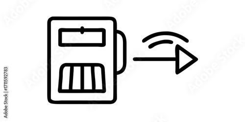 Smart energy meter icon with data output in minimalist line art
