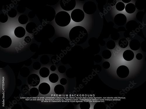 Black background with gradient black 3D abstract ball pattern with hole texture, suitable for digital technology themes, modern, etc.