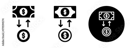 Money Exchange Icon Collection Glyph & Mixed Style