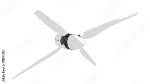 A close-up studio shot of a white four-blade propeller engine isolated on a white background. The propeller is clean and appears to be new or in excellent condition. 