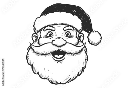 Vintage santa claus illustration with jolly expression and classic christmas hat - stock vector