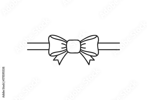 Minimalist outline of bow tie with ribbons - stock vector