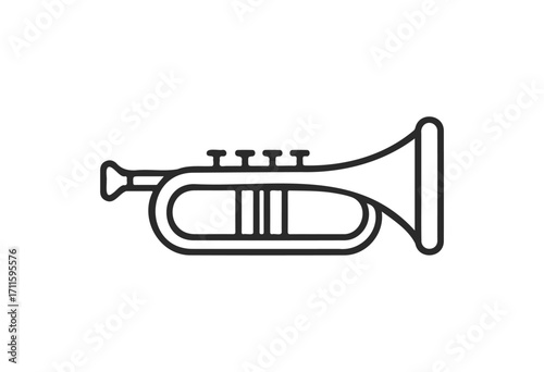 Simple outline icon of a trumpet with minimalist design - stock vector
