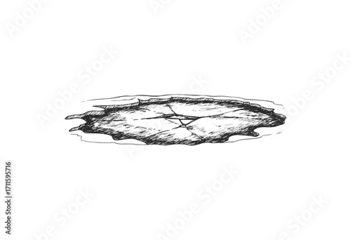 Sketch of a broken hole in the ground - stock vector