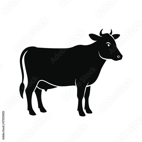 black and white cow silhouette illustration