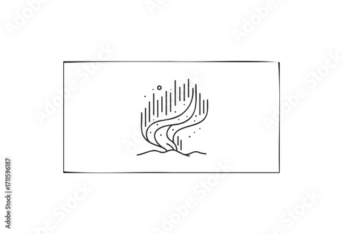 Abstract black linear art depicting rising waves - stock vector