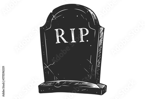 Black gravestone with rip inscription - stock vector