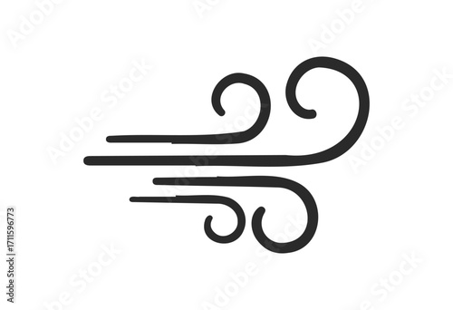 Black wind swirl icon design with curved lines - stock vector