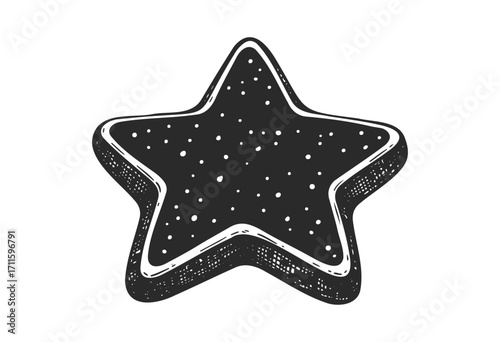 Hand-drawn star cookie design with dotted texture - stock vector