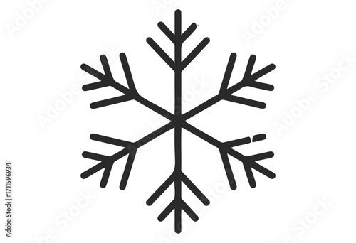 Black snowflake icon with bold lines - stock vector