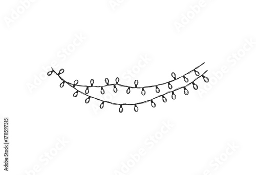 String of simple black hanging lights - stock vector