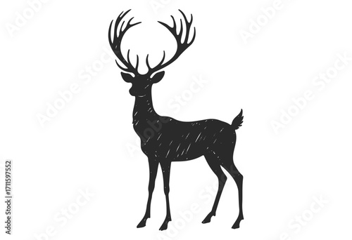 Silhouette of majestic deer with antlers - stock vector