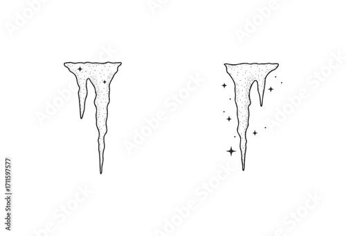 Hand-drawn icicles with stars - stock vector