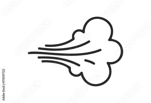 Cloudy cartoon air gust icon with streamlined design - stock vector