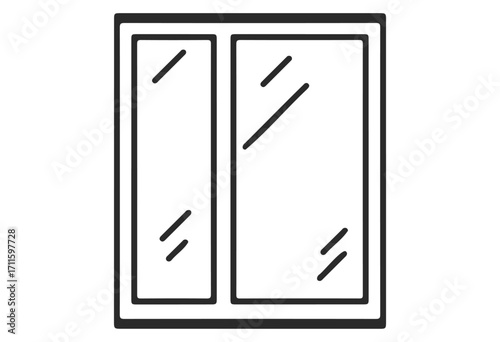 Simple minimalist black and white window frame with clear glass reflection - stock vector