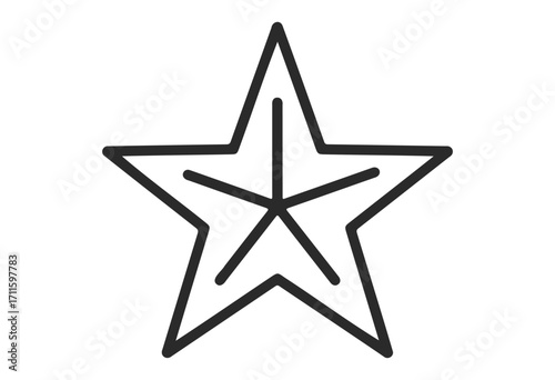 Minimalist black outline star with pentagonal design - stock vector