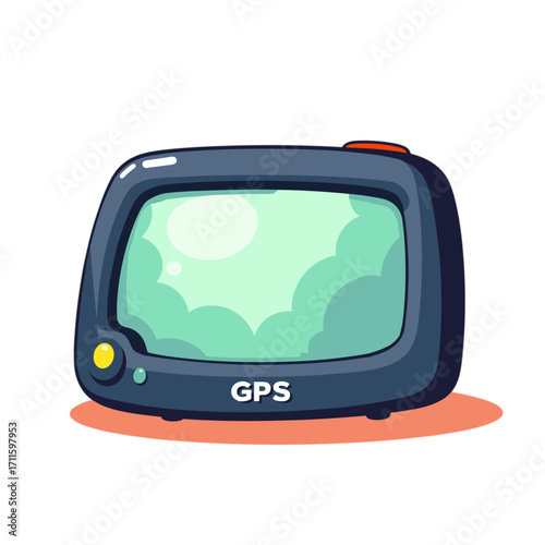 Cartoon GPS device with green screen and simple design  