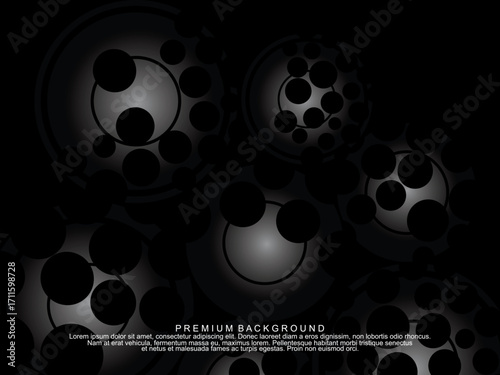 Black background with gradient black 3D abstract ball pattern with hole texture, suitable for digital technology themes, modern, etc.
