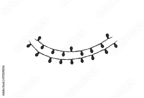 Simple black string lights illustration - stock vector