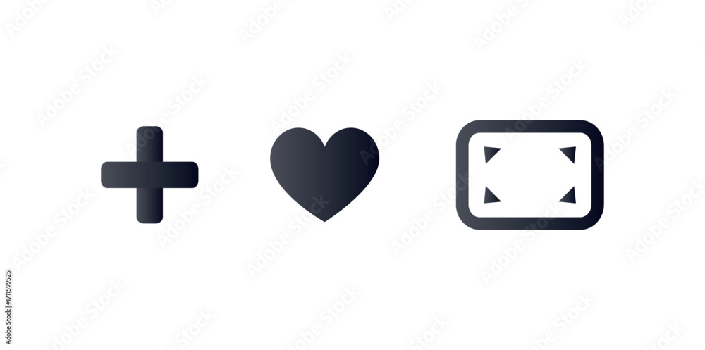 Fototapeta premium Illustration showing settings icon heart shape and a square with triangles inside in dark gray color