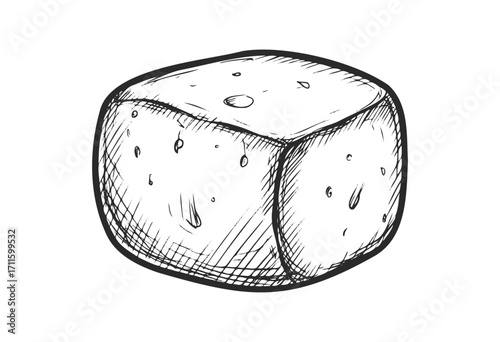 Hand-drawn sketch of a rustic loaf of bread - stock vector