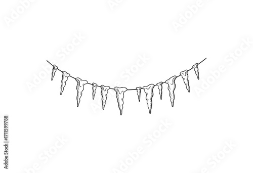 Hanging ice garlands with icicles symmetrical arrangement - stock vector