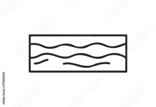Simple bacon icon outline with wavy lines - stock vector