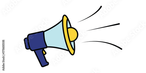 Cartoon megaphone with sound waves for announcement