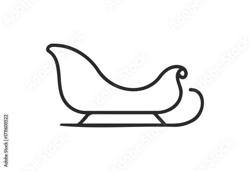 Simple line art of a christmas sleigh on a - stock vector