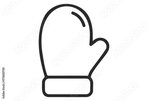 Outline of a winter mitten with thumb and cuff design - stock vector