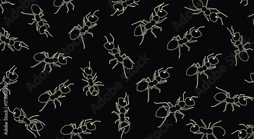 Collection of ants illustration pattern.