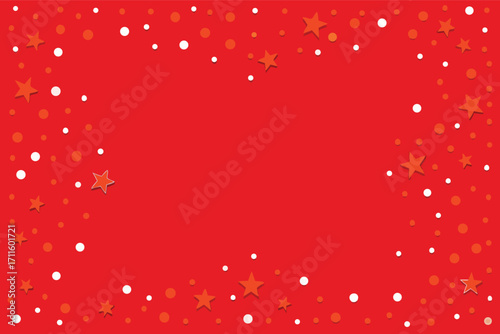 Bright red background with stars and dots creating a festive feel for decor and celebrations