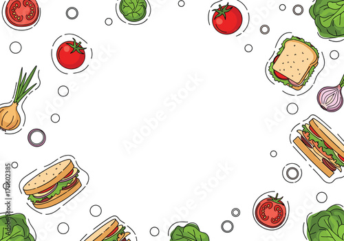 Healthy fresh sandwiches and vegetables for a balanced meal.